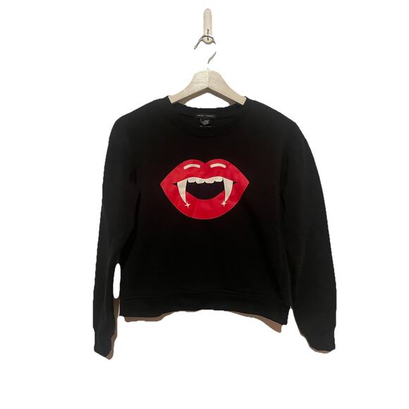Better Together Vampire Lips Black Sweatshirt Halloween Vamp Goth XS - Picture 1 of 5